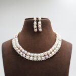 Two Layer Button Pearl Necklace Set - Image 2