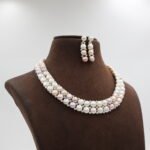 Two Layer Button Pearl Necklace Set - Image 4