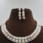 Two Layer Button Pearl Necklace Set - Image 5