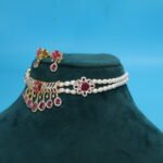 CZ Ruby Oval Pearl Choker - Image 2