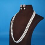 CZ Pink Pendant Side Brooch Necklace - Image 3