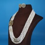 CZ Pendant Side Brooch Pearl Necklace - Image 3