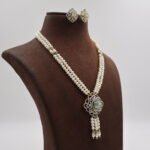 CZ  Emerald Pendant Pearl Necklace - Image 4