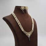 CZ Pendant Pearl Necklace Set - Image 3