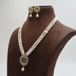 CZ Round Pendant Pearl Necklace - Image 2