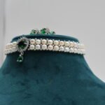 CZ Emerald Pendant Button Pearl Choker - Image 3