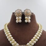 CZ Pink Stone Button Pearl necklace - Image 5