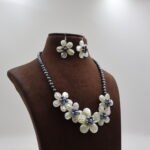 Flower Design Grey Pearl Necklace - Image 4