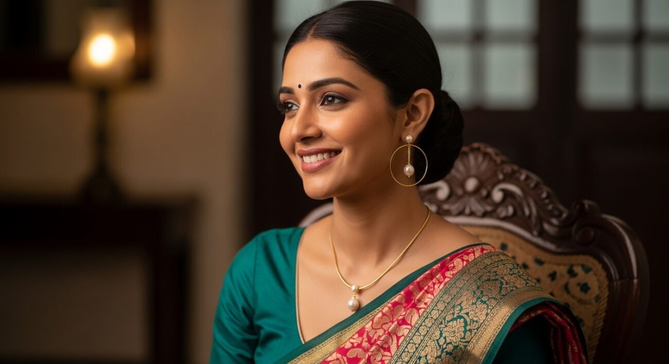 pearl drop earrings in gold
