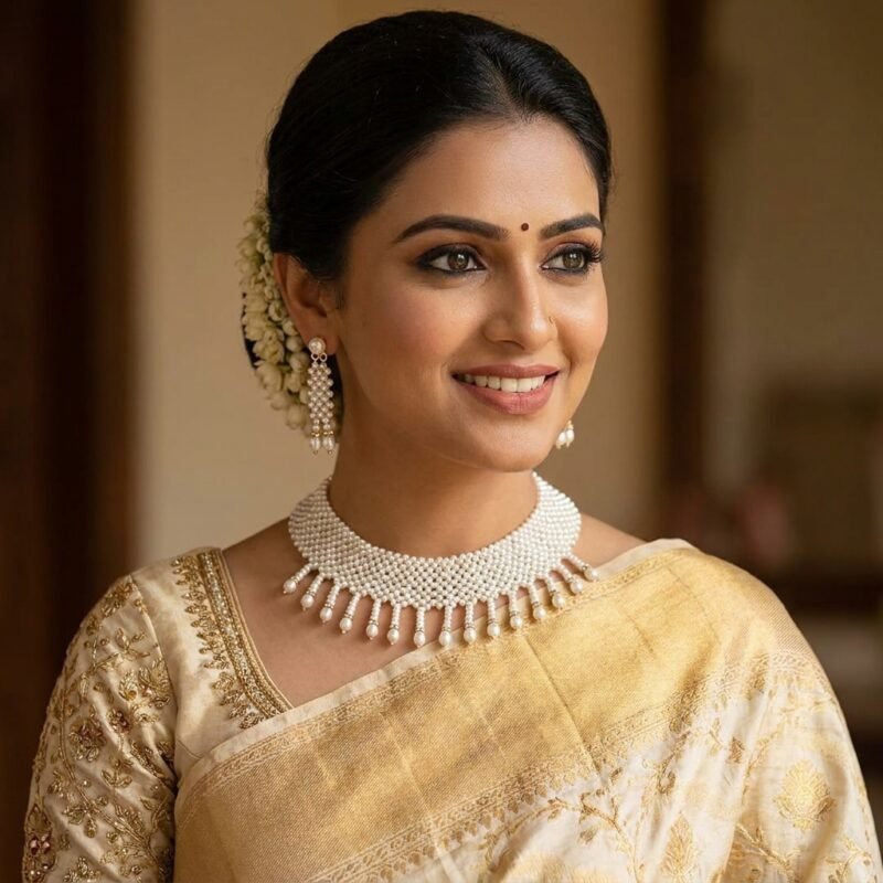 Buy Handcrafted Pearl Jali Necklace Online from a Pearl Jewellery Store