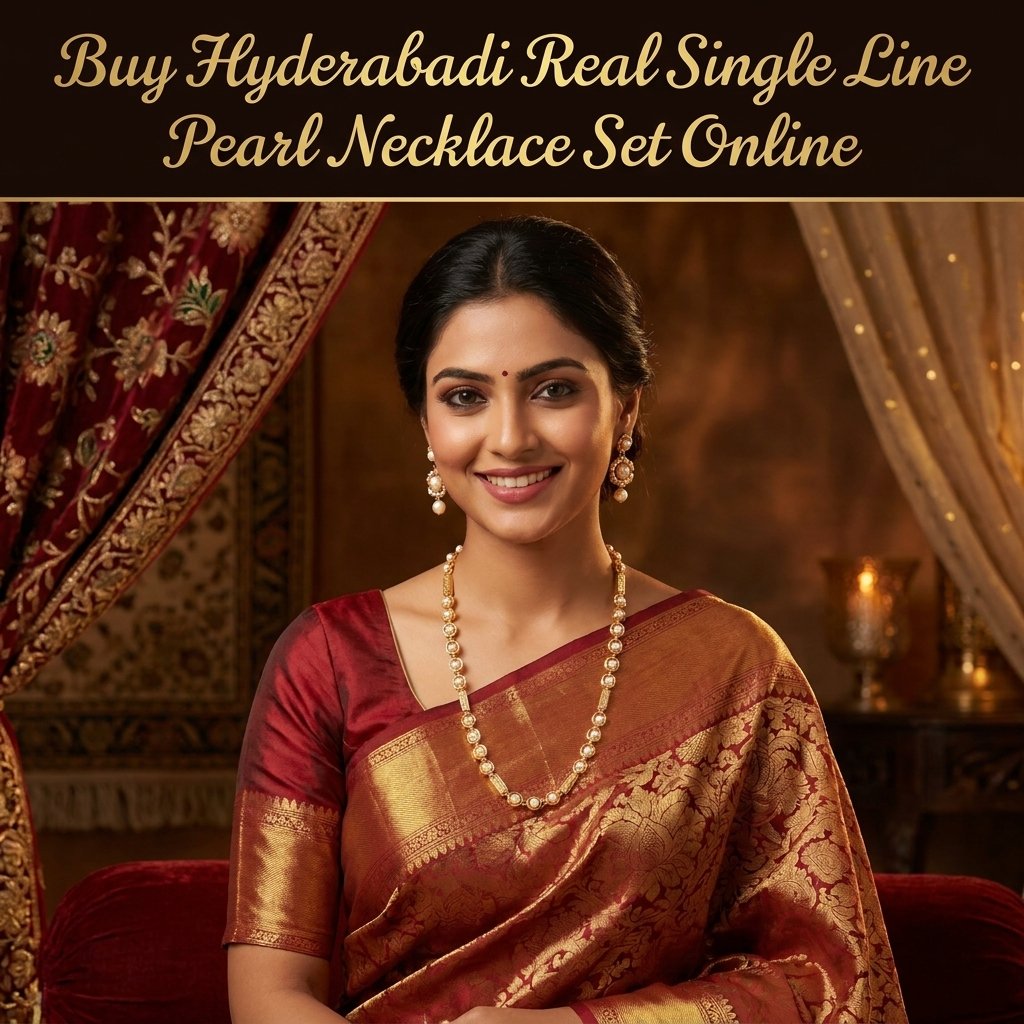 Buy Hyderabadi Real Single Line Pearl Necklace Set Online