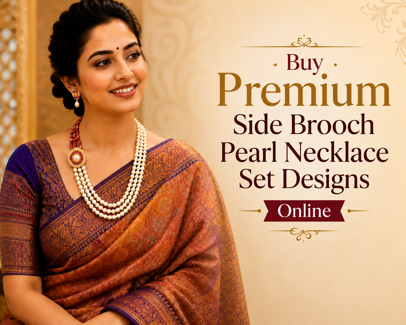 Buy Premium Side Brooch Pearl Necklace Set Designs Online