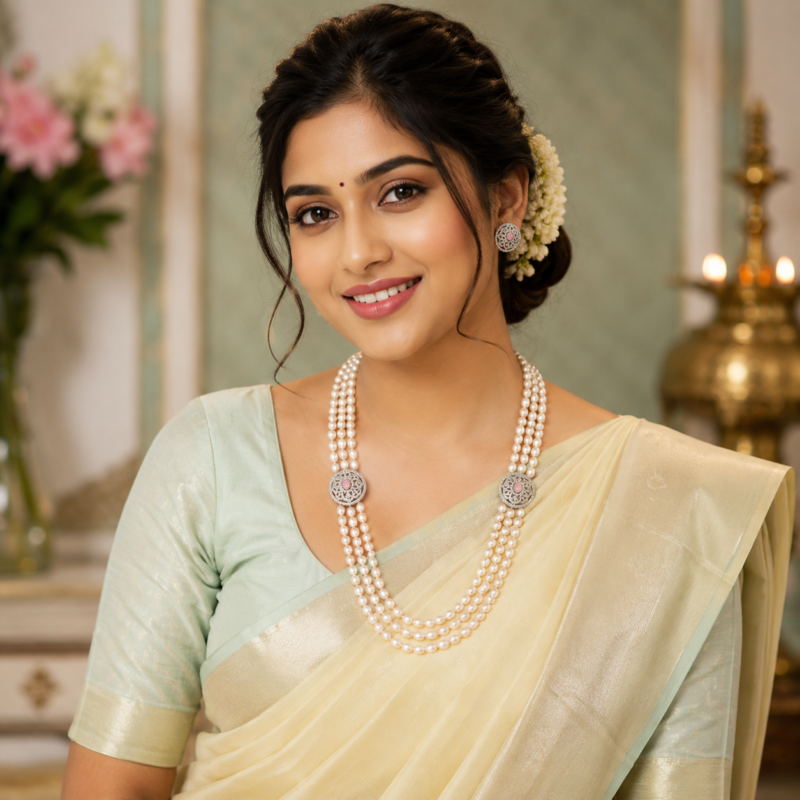 Buy Ruby Pendant Side Brooch Pearl Necklace Online Hyderabadi Pearls orginal jewelry store hyderabad