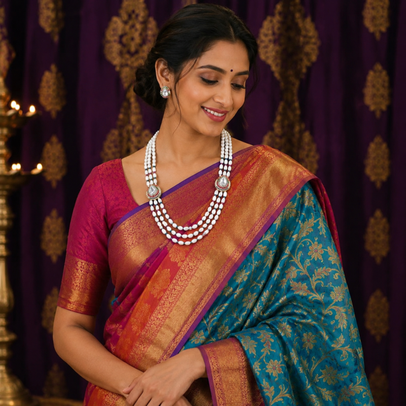 Explore More Side Brooch Pearl Necklace Sets designs.