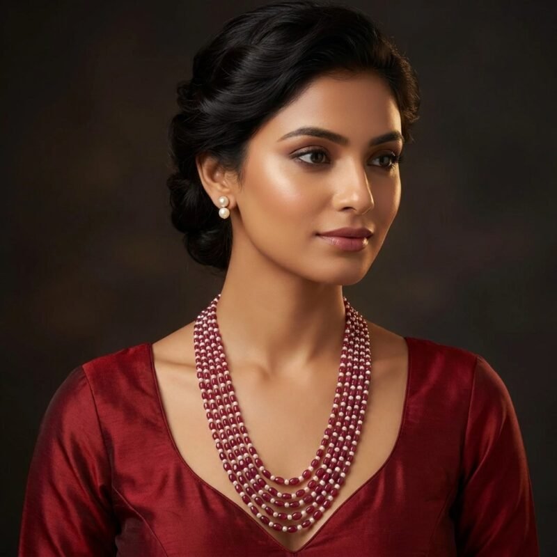 buy Freshwater Hyderabadi Pearls Rani Haar Multi-Layered CZ necklaces online